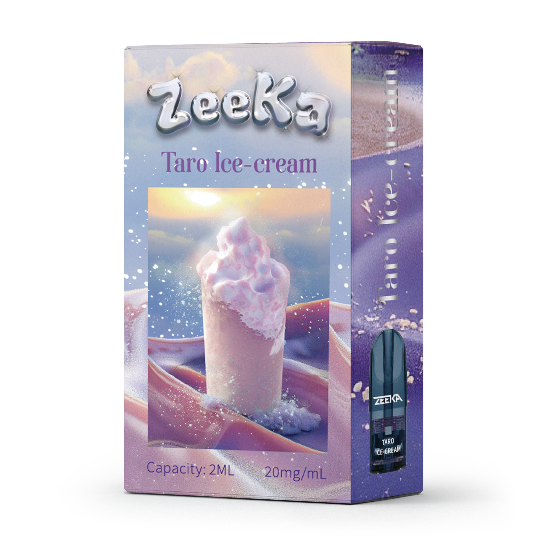 Zeeka e-cigarette, e-liquid cartridges, ice cream flavor